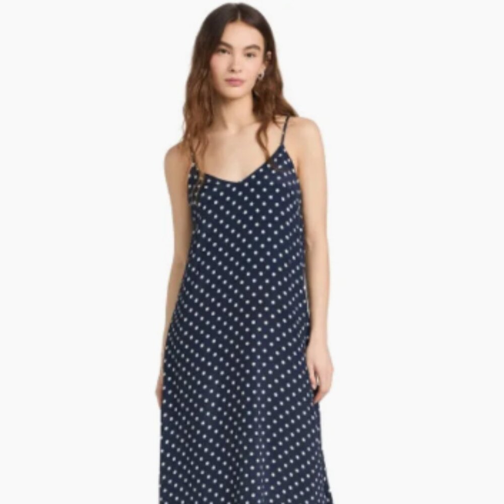 Birds of Paradis Reva Dress Navy Polka Dot (Size Small)